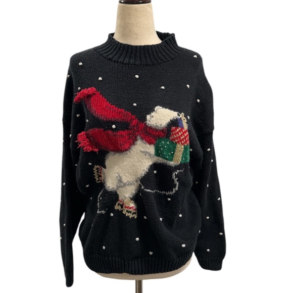 Marisa Christina Sweaters - Vintage Mock Neck Christmas Sweater Polar Bear